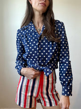 Load image into Gallery viewer, Blue & white Polka dot top