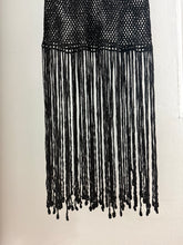 Load image into Gallery viewer, Black crochet fringe dress