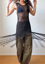 Load image into Gallery viewer, Black crochet fringe dress