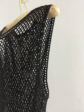 Load image into Gallery viewer, Black crochet fringe dress