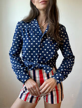 Load image into Gallery viewer, Blue & white Polka dot top