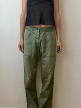 Load image into Gallery viewer, 1960s/70s vintage olive cotton work pants