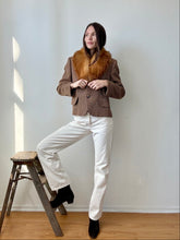 Load image into Gallery viewer, Vintage plaid coat with fox fur collar