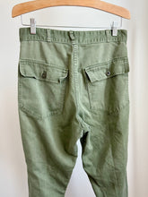 Load image into Gallery viewer, 1960s/70s vintage olive cotton work pants