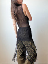 Load image into Gallery viewer, Black crochet fringe dress
