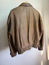 Load image into Gallery viewer, Brown leather bomber jacket