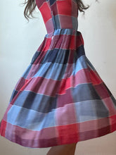 Load image into Gallery viewer, 40s 50s red & blue sheer dress