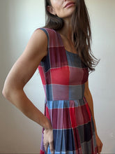 Load image into Gallery viewer, 40s 50s red & blue sheer dress