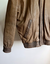 Load image into Gallery viewer, Brown leather bomber jacket