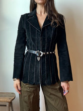 Load image into Gallery viewer, Black leather suede jacket