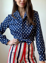 Load image into Gallery viewer, Blue & white Polka dot top