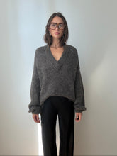 Load image into Gallery viewer, Grey V-neck Sweater