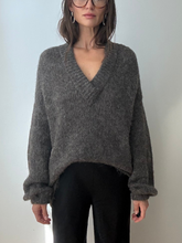 Load image into Gallery viewer, Grey V-neck Sweater