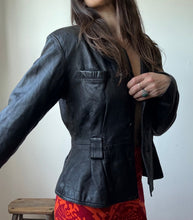 Load image into Gallery viewer, cropped black leather jacket