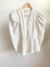 Load image into Gallery viewer, 1980's White puff sleeve blouse