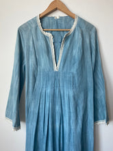 Load image into Gallery viewer, 1960s Indigo and crochet Maxi Dress