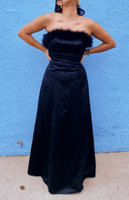 Load image into Gallery viewer, 1980's Black Strapless Feather Dress