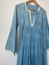 Load image into Gallery viewer, 1960s Indigo and crochet Maxi Dress