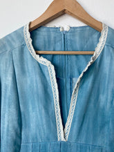 Load image into Gallery viewer, 1960s Indigo and crochet Maxi Dress