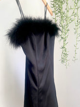 Load image into Gallery viewer, 1980's Black Strapless Feather Dress