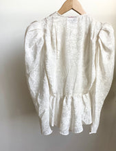 Load image into Gallery viewer, 1980's White puff sleeve blouse