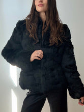 Load image into Gallery viewer, Black rabbit fur coat
