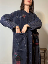 Load image into Gallery viewer, Bohemian patchwork indigo coat
