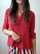 Load image into Gallery viewer, Red Silk button up blouse
