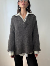 Load image into Gallery viewer, Grey V-neck Sweater
