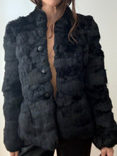 Load image into Gallery viewer, Black rabbit fur coat
