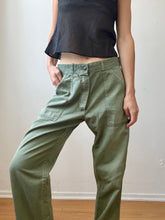 Load image into Gallery viewer, 1960s/70s vintage olive cotton work pants
