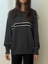 Load image into Gallery viewer, Grey striped crew neck sweater
