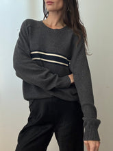 Load image into Gallery viewer, Grey striped crew neck sweater
