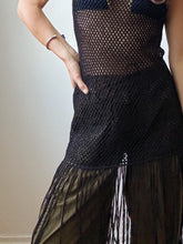Load image into Gallery viewer, Black crochet fringe dress
