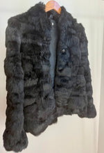 Load image into Gallery viewer, Black rabbit fur coat
