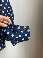 Load image into Gallery viewer, Blue &amp; white Polka dot top

