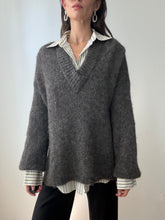 Load image into Gallery viewer, Grey V-neck Sweater

