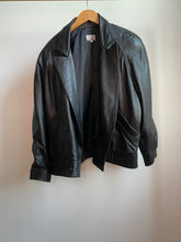 Load image into Gallery viewer, Black Leather Jacket bomber style
