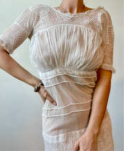 Load image into Gallery viewer, White Antique Lace Dress
