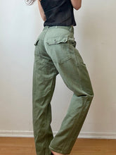 Load image into Gallery viewer, 1960s/70s vintage olive cotton work pants
