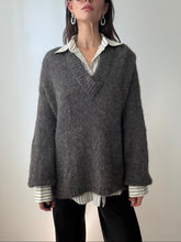 Load image into Gallery viewer, Grey V-neck Sweater
