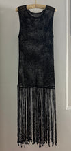 Load image into Gallery viewer, Black crochet fringe dress

