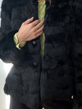 Load image into Gallery viewer, Black rabbit fur coat
