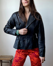 Load image into Gallery viewer, cropped black leather jacket
