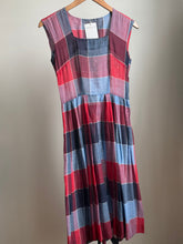 Load image into Gallery viewer, 40s 50s red &amp; blue sheer dress
