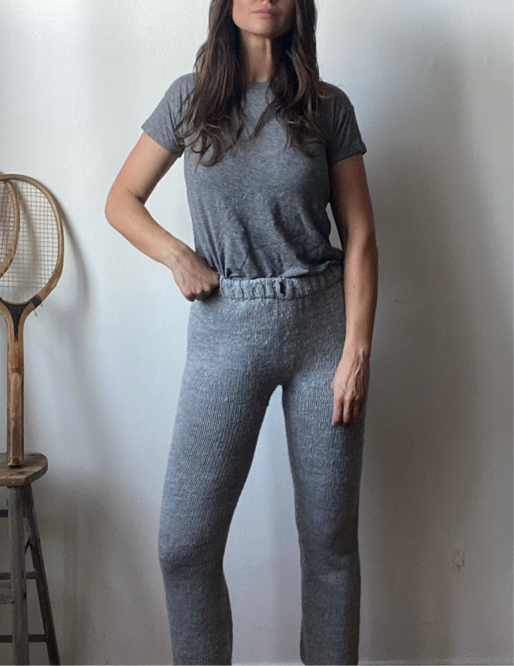 Hand knit pants: grey