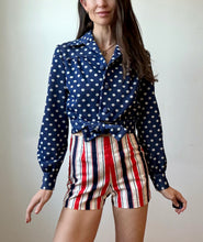 Load image into Gallery viewer, Blue &amp; white Polka dot top
