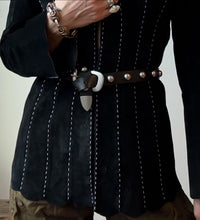 Load image into Gallery viewer, Black leather suede jacket
