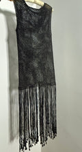 Load image into Gallery viewer, Black crochet fringe dress
