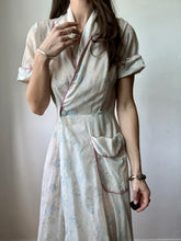 Load image into Gallery viewer, Vintage Floral dress with pink trim
